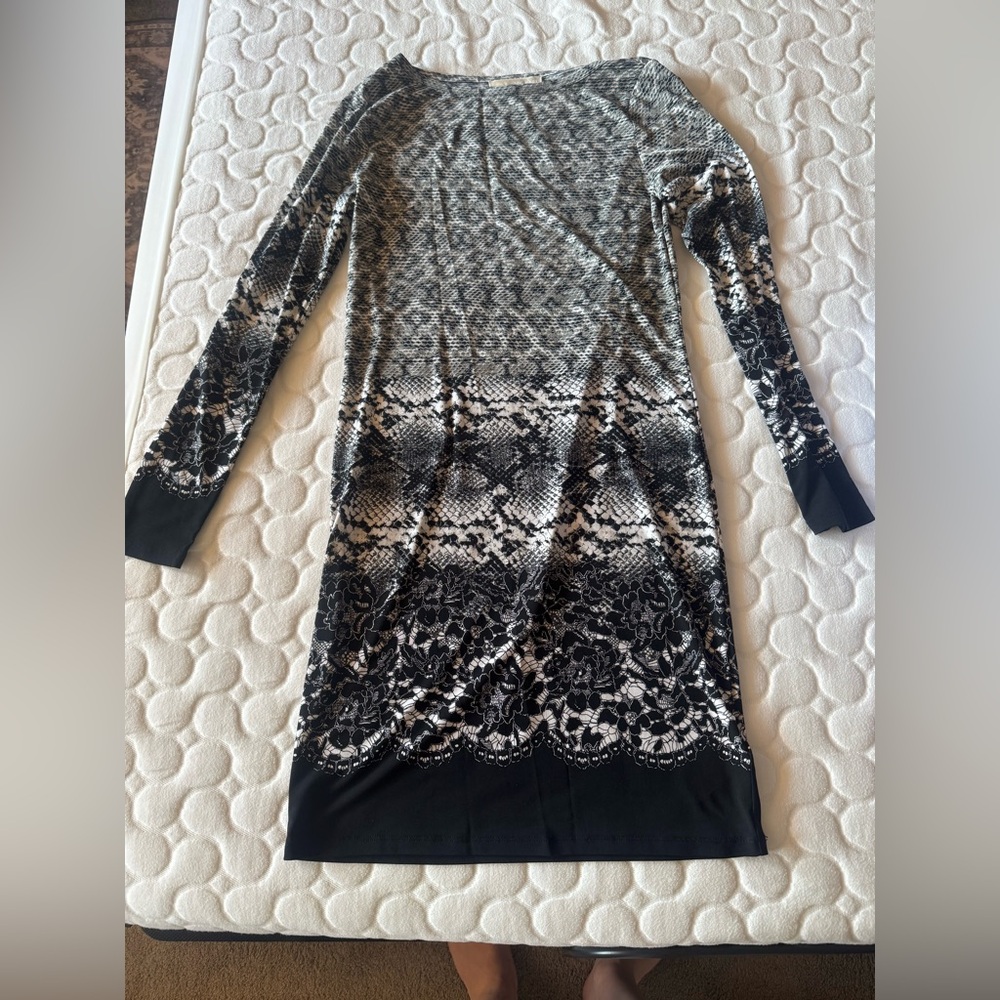 MICHAEL Michael Kors Black and Gray Long Sleeve Dress